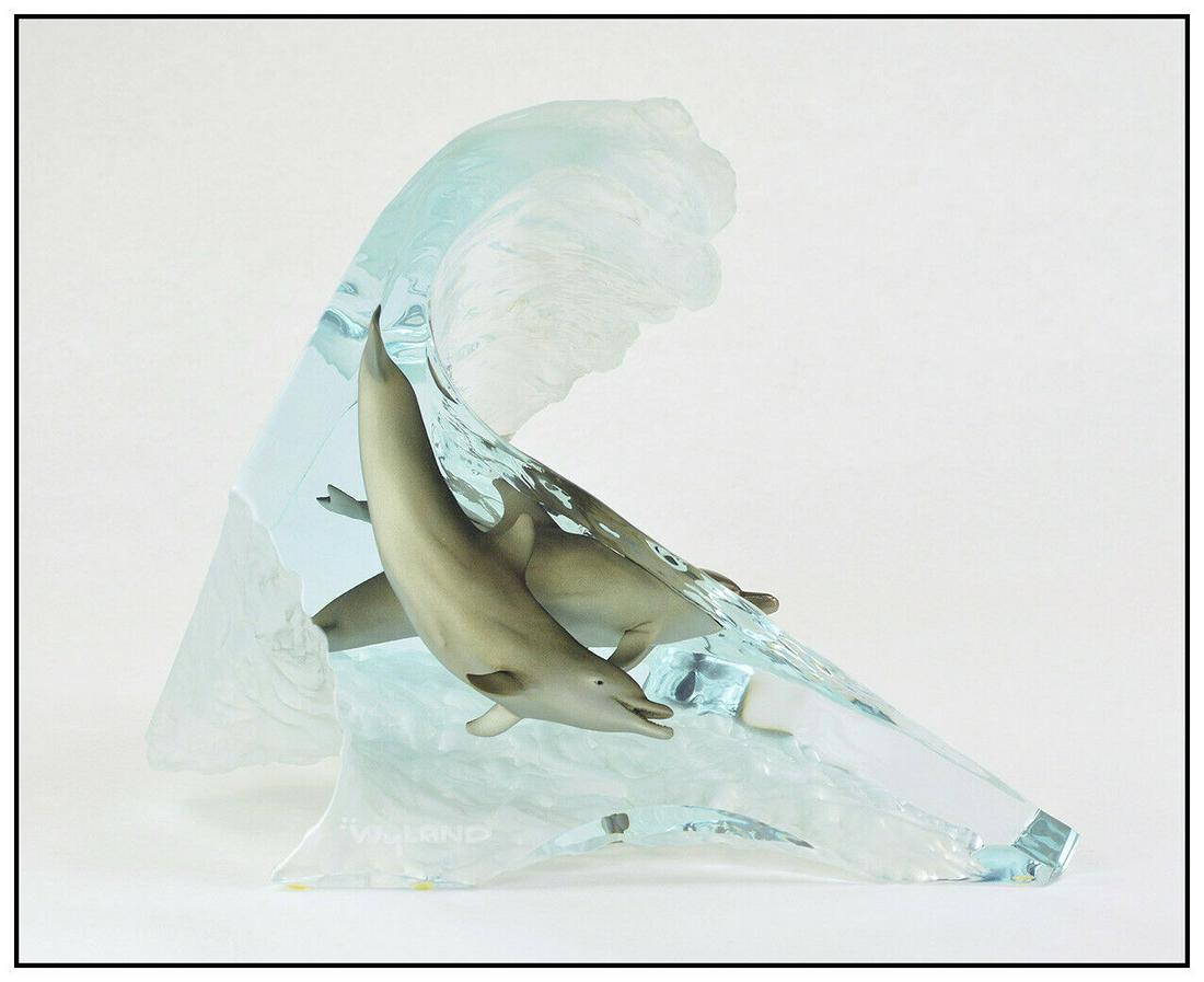 Robert Wyland Surf Riders Acrylic Bronze Sculpture Signed Dolphin Wildlife Art (1 of 8)
