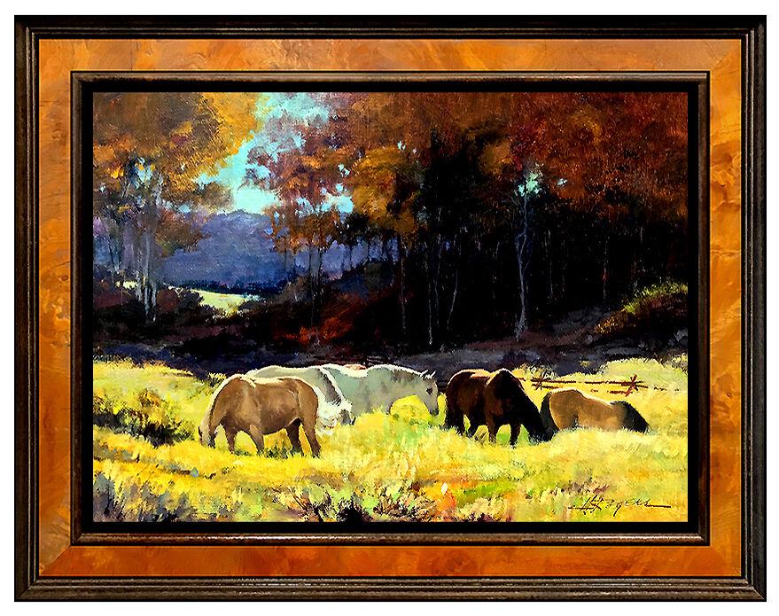 HOWARD ROGERS Original OIL PAINTING on CANVAS Western Horse Art SIGNED Cowboy (1 of 4)