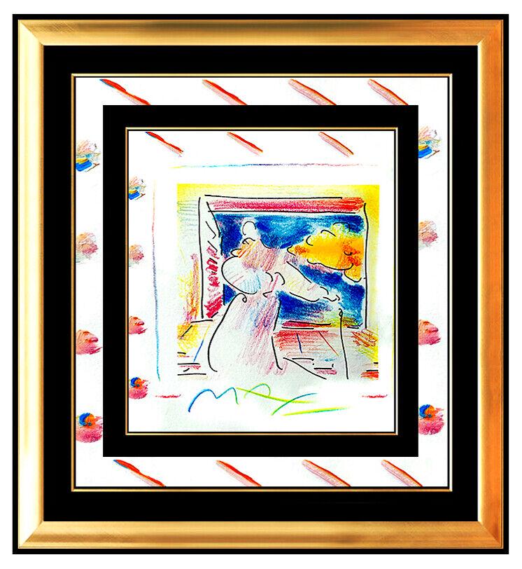 PETER MAX Original PAINTING Pop Art SAGE with CANE Rare Acrylic & Pastel Signed (1 of 5)