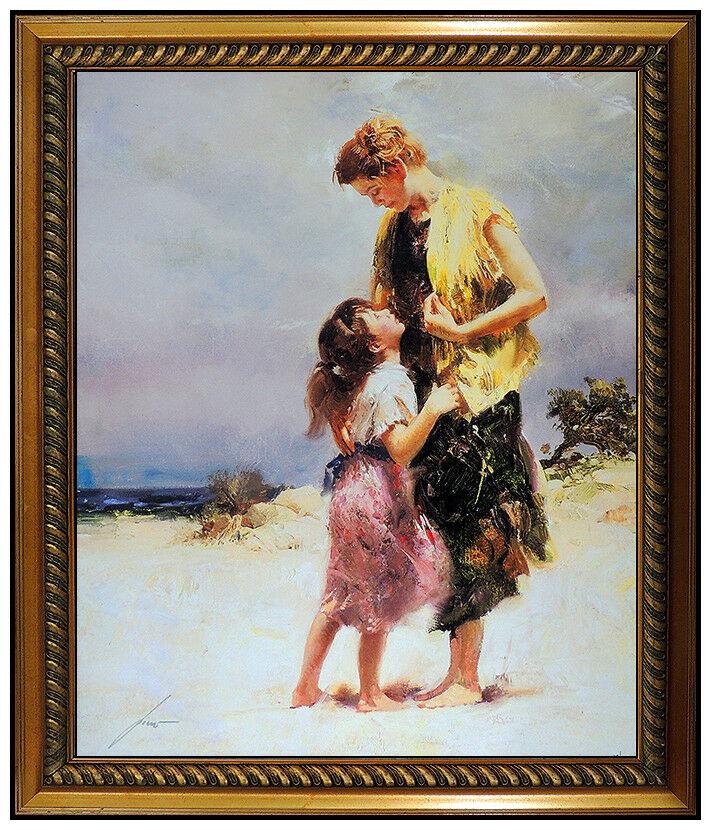 Pino Daeni Large Embellished Giclee on Canvas Tenderness Signed Mother Daughter (1 of 6)