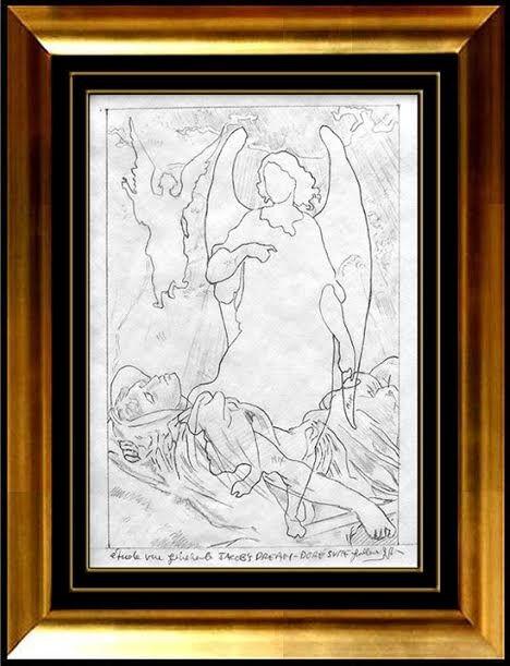 Guillaume Azoulay Original Graphite Drawing Jacobs Dream Fantasy Modern Artwork (1 of 5)