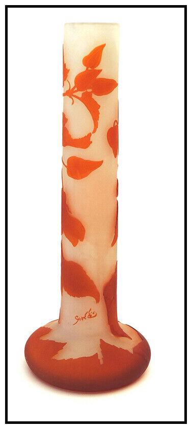 Emile Galle Original Color Cameo Glass Flower Vase Signed French Chinese Lantern (1 of 3)