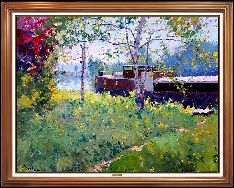 Pierre Bittar Large Original Painting On Canvas Signed Boat Landscape Artwork (1 of 8)