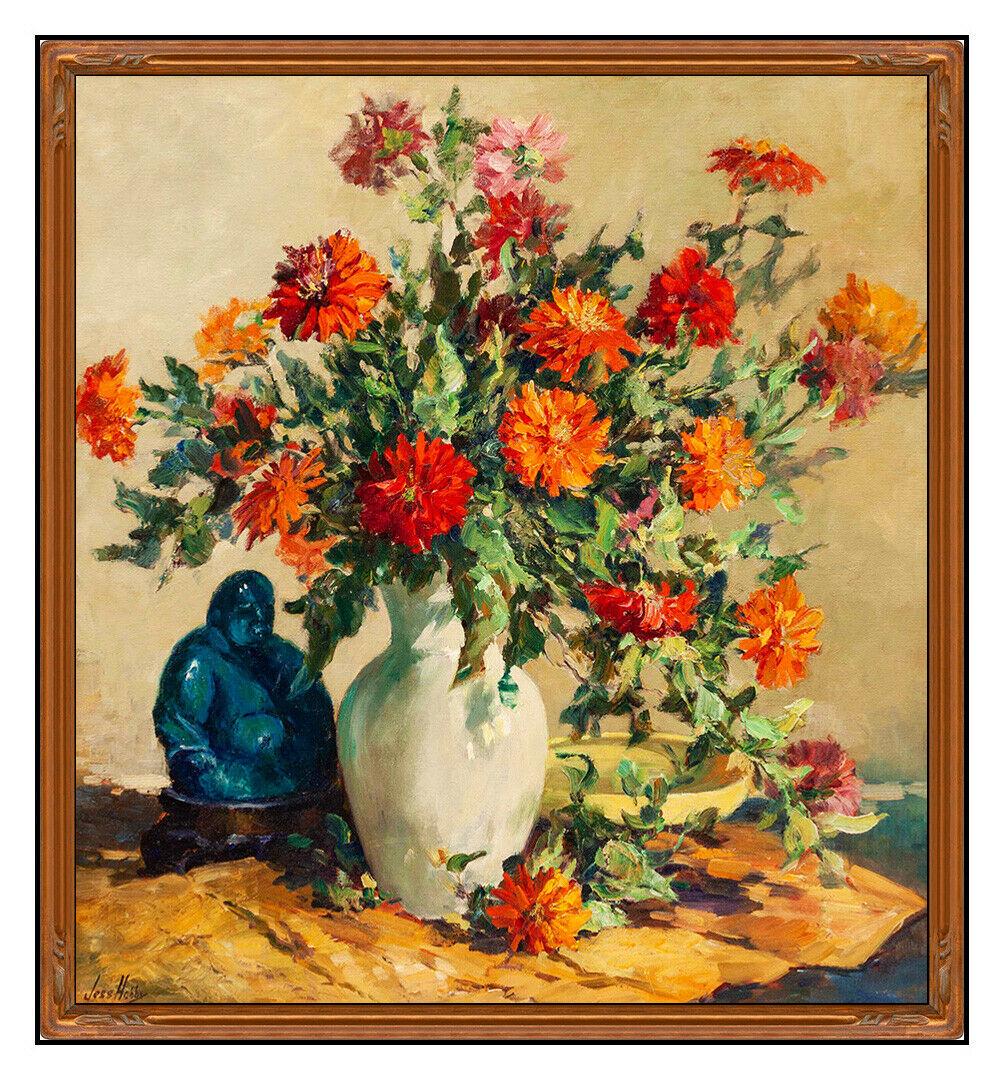 Jesse Jess Hobby Large Original Oil Painting On Canvas Signed Still Life Flowers (1 of 5)