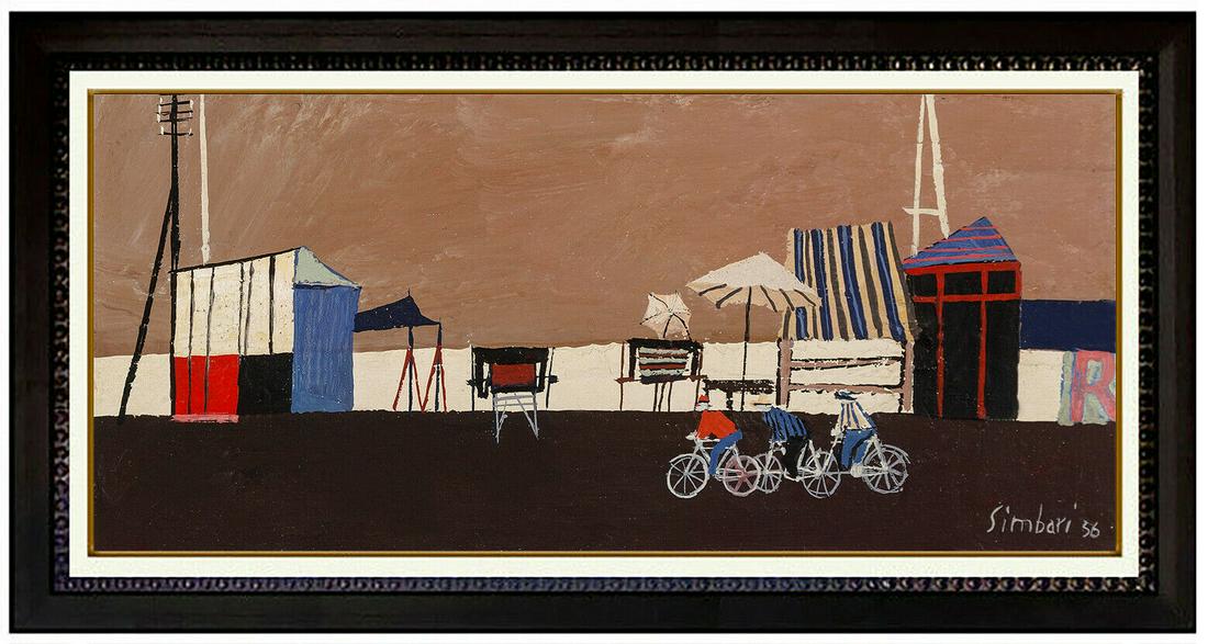 Nicola Simbari Original Oil Painting On Canvas Signed Beach Landscape Framed Art (1 of 4)