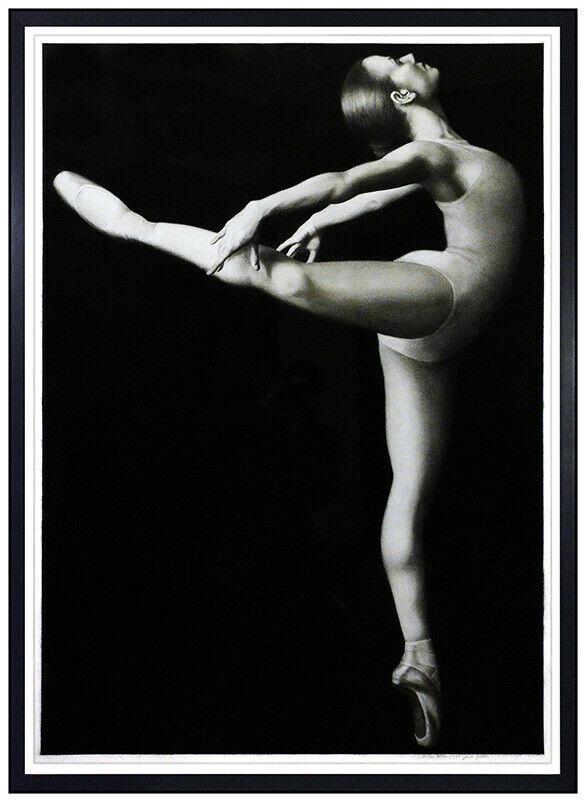 Joseph Piccillo Large Original Charcoal Ballet Dancer Drawing Signed Framed Art: This lot includes:Gallery COA & free domestic shipping (*insurance and international shipping for an additional charge)Artist: Joseph PiccilloTitle: The DancerMedium: Charcoal DrawingSize: 62" x 44"Fr