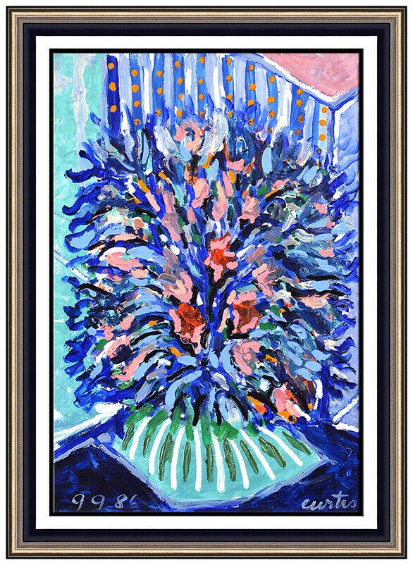 Tony Curtis Large Original Floral Still Life Painting On Canvas Signed Framed (1 of 6)