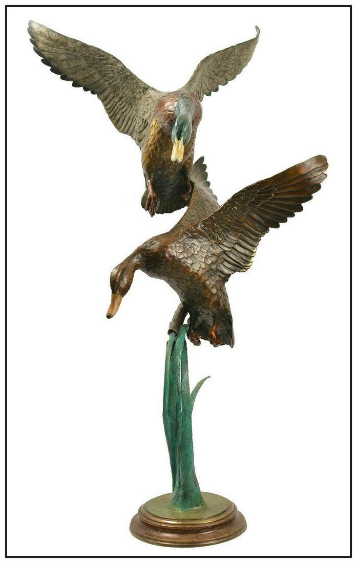 Christopher Smith Large Bronze Sculpture Mallard Ducks With Cattails Signed Art: This lot includes: Gallery COA & free domestic shipping (*insurance and international shipping for an additional charge) Artist: Christopher Smith Title: Mallard Ducks with Cattails Medium: Bronze Siz