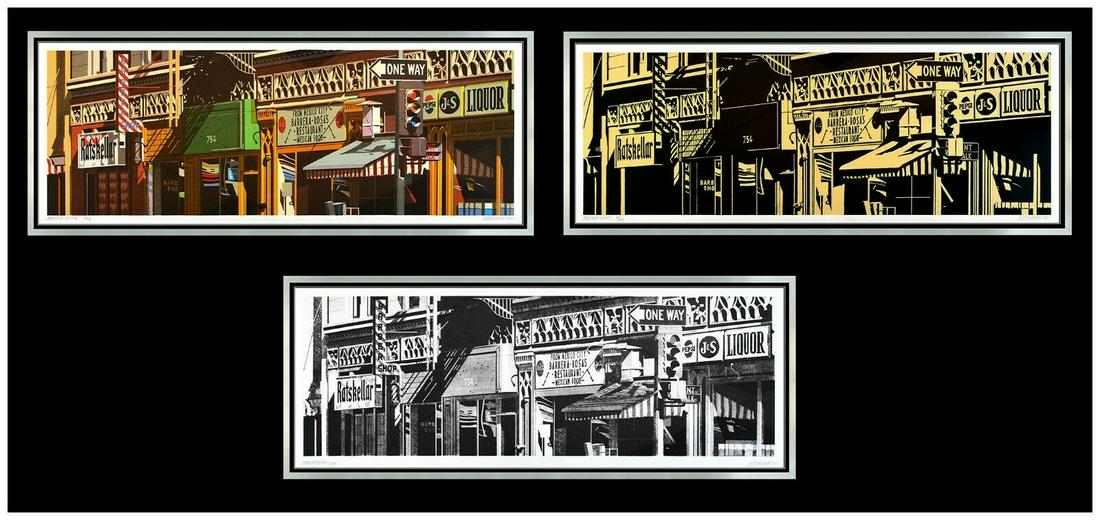 Robert Cottingham Barrera Rosas Suite Signed Etching Lithograph Linoleum Large (1 of 11)