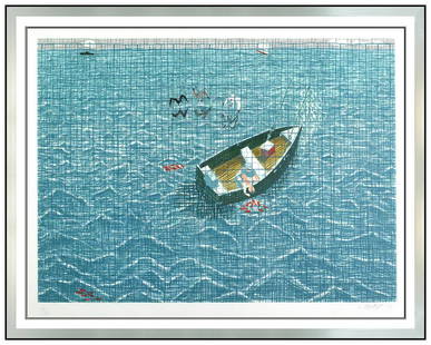 Jennifer Bartlett Authentic Color Aquatint Etching Boat Hand Signed Framed Art: This lot includes:Gallery COA & free domestic shipping (*insurance and international shipping for an additional charge)Artist: Jennifer BartlettTitle: BoatMedium: Aquatint EtchingSize: 28" x 35.75" Fr