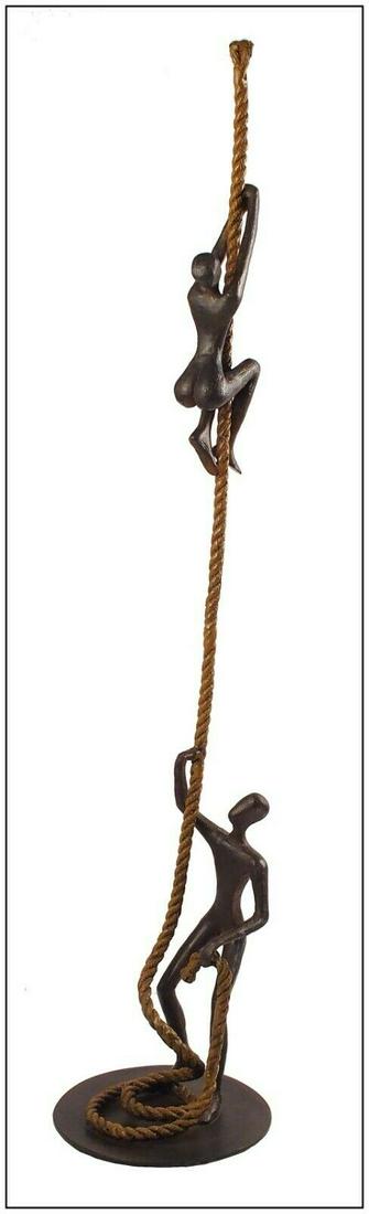 Tolla Inbar Large Bronze Sculpture Aspiration Duo Hand Signed Full Round Rope (1 of 6)