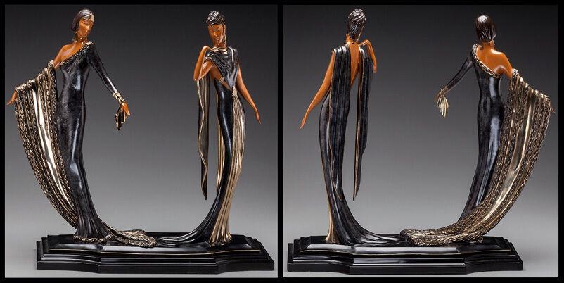 ERTE Signed BRONZE Sculpture DUETTO Original ART DECO antique Female Dance LARGE (1 of 4)