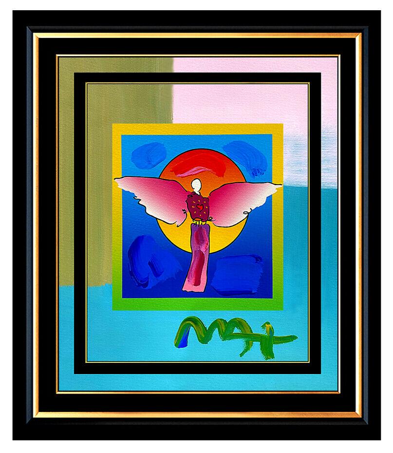 PETER MAX Acrylic PAINTING Original ANGEL with HEART and SUN Signed POP ART Oil (1 of 5)