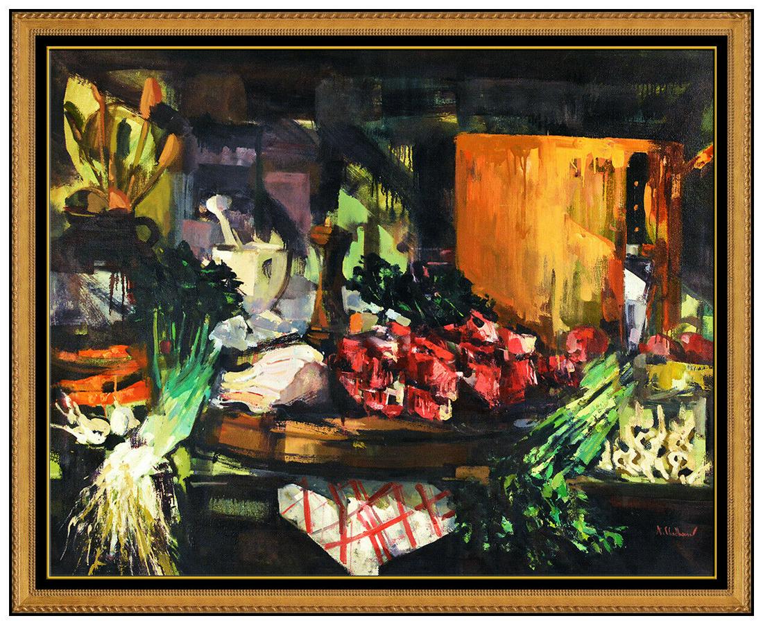 Alfred Chadbourn Large Original Oil Painting On Canvas Signed Still Life Food (1 of 5)