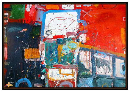 Robert Baribeau Original Large Acrylic On Canvas Painting Signed Abstract Art: This lot includes:Gallery COA & free domestic shipping (*insurance and international shipping for an additional charge)Artist: Robert Baribeau Title: Times SquareMedium: Acrylic On Canvas Size: 50.5"