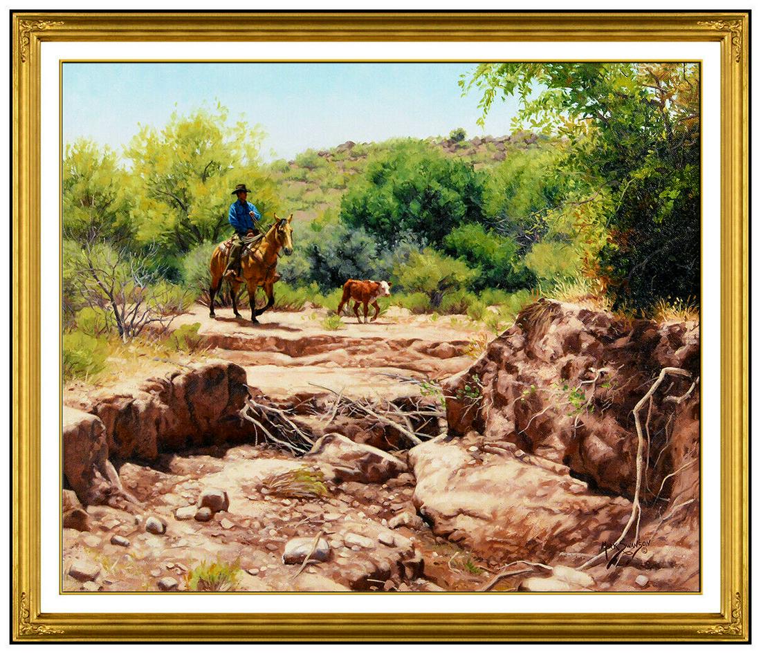 Mark Swanson Oil Painting on Canvas Signed Western Landscape Horse Cowboy Art (1 of 4)
