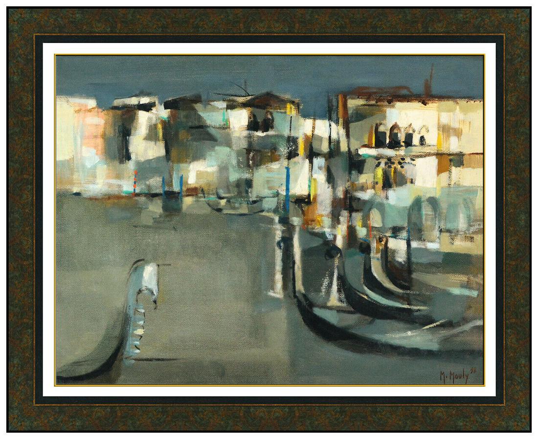 Marcel Mouly Original Oil Painting On Board Cubism Signed Venice Cityscape Art (1 of 4)