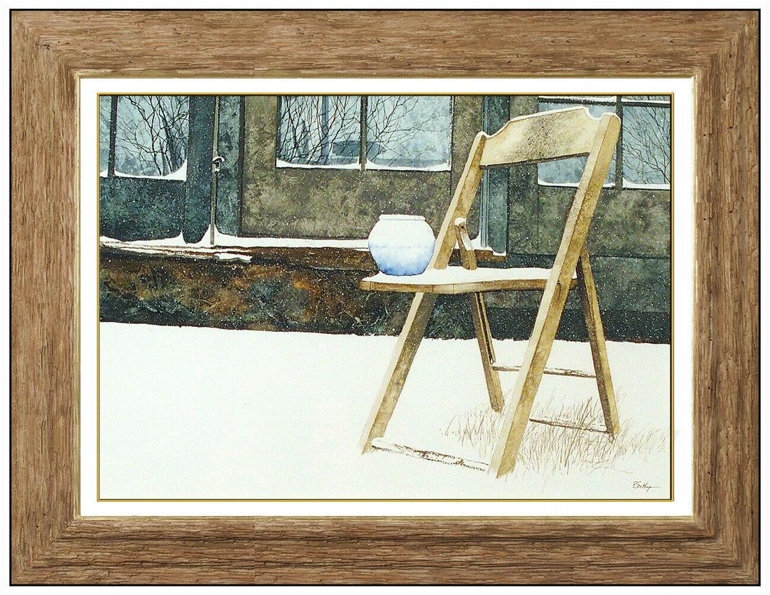 Peter Sculthorpe Original Watercolor Painting Signed Framed Still Life Artwork: This lot includes:Gallery COA & free domestic shipping (*insurance and international shipping for an additional charge)Artist: Peter SculthorpeTitle: The First SnowMedium: WatercolorSize: 12" x 16"Fra