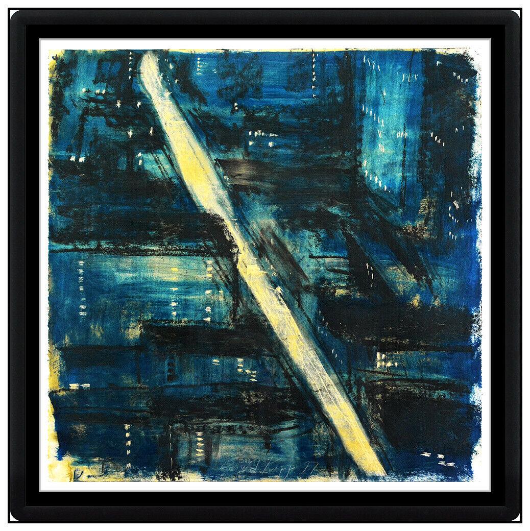 David Kapp Large Original Oil Painting Signed New York Cityscape Framed Abstract: This lot includes:Gallery COA & free domestic shipping (*insurance and international shipping for an additional charge)Artist: David KappTitle: Midtown New York CityMedium: Oil PaintingSize: 30" x 30"