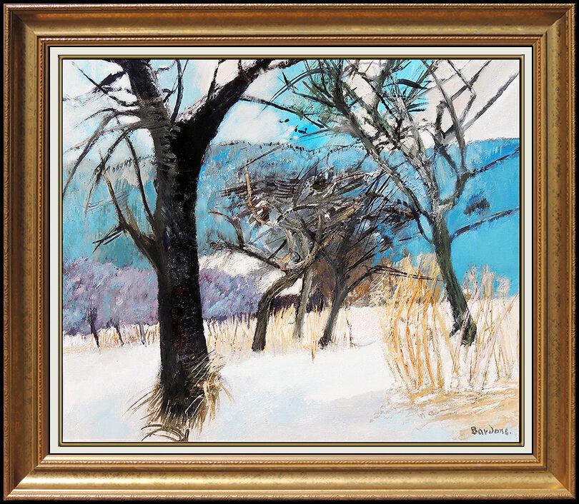 Guy Bardone Original Oil Painting on Canvas French Winter Landscape Signed Art: This lot includes:Gallery COA & free domestic shipping (*insurance and international shipping for an additional charge)Artist: Guy BardoneTitle: Niege sur le MaraisMedium: Oil Painting on CanvasSize: