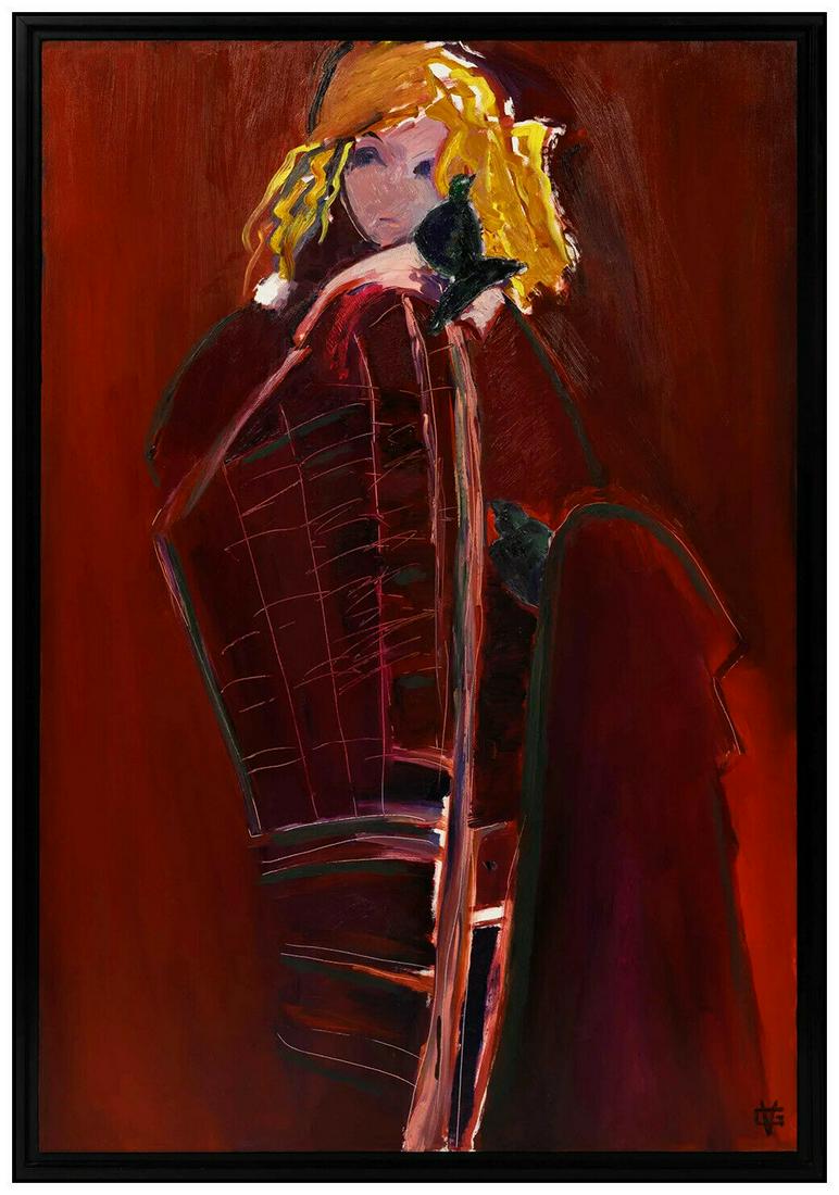 Gloria Vanderbilt Large Original Acrylic Painting On Board Signed Lady Portrait (1 of 6)