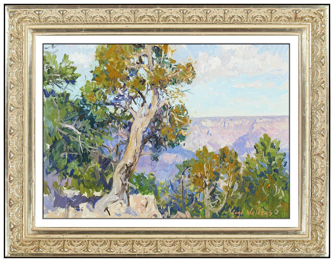 Curt Walters Original Oil Painting On Canvas Signed Grand Canyon Landscape Art: This lot includes:Gallery COA & free domestic shipping (*insurance and international shipping for an additional charge)Artist: Curt WaltersTitle: Canyon OverlookMedium: Oil Painting On CanvasSize: 10"
