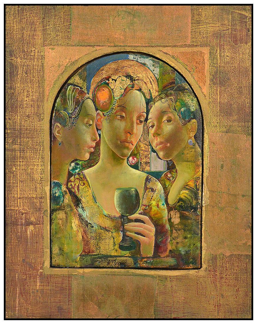 Normunds Braslins Original Female Figurative Painting On Board Signed Framed Art (1 of 4)