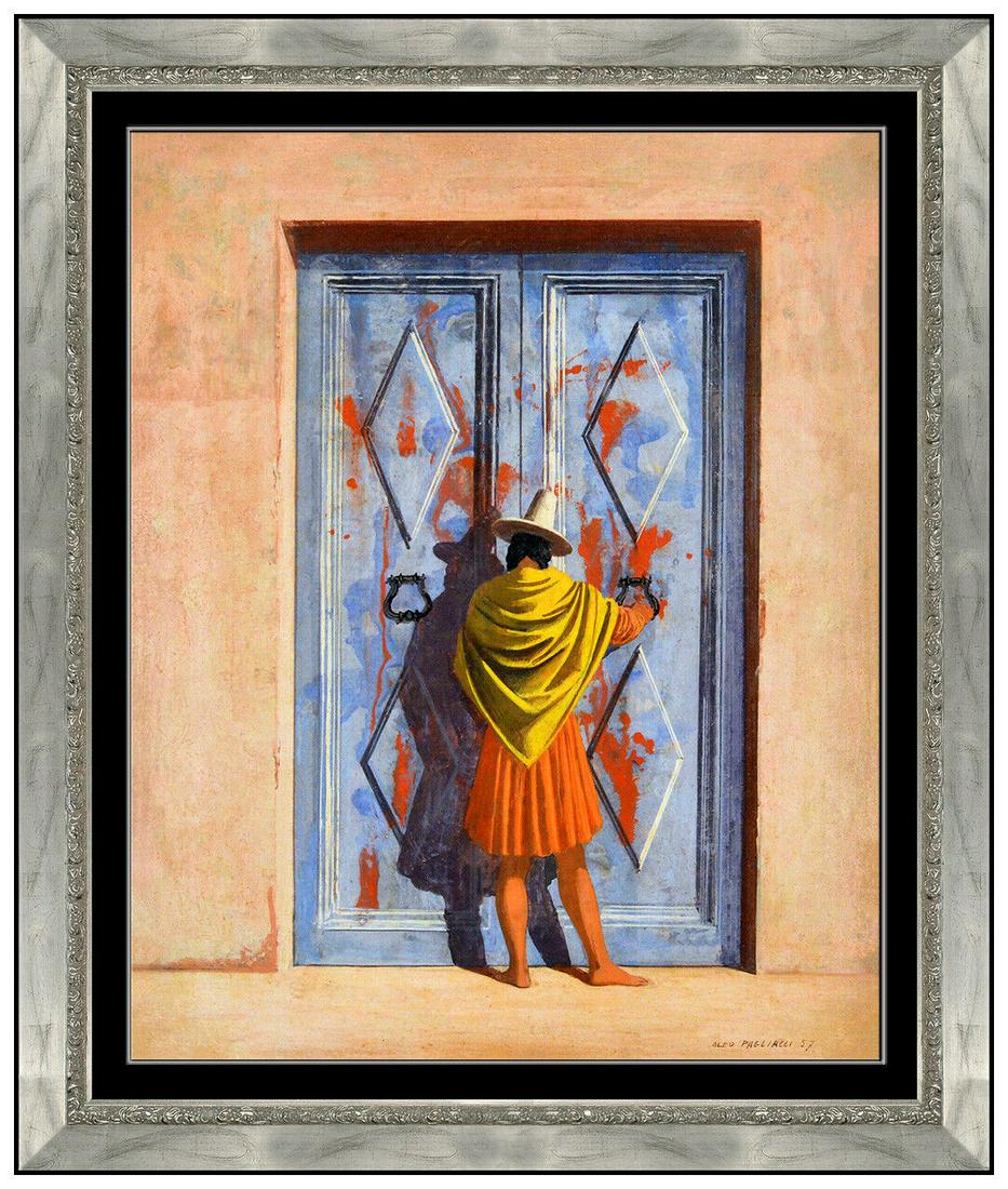 Aldo Pagliacci Original Painting Oil On Board Signed Figurative Framed Artwork (1 of 4)