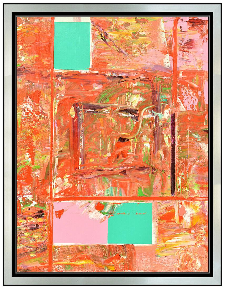 Dick Wray Original Abstract Oil Painting On Canvas Signed Authentic Framed Art: This lot includes:Gallery COA & free domestic shipping (*insurance and international shipping for an additional charge)Artist: Dick WrayTitle: Square SpaceMedium: Oil Painting On CanvasSize: 24" x 18"