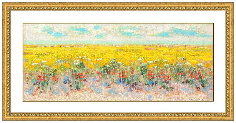 Natale Addamiano Original Landscape Floral Pastel Painting Signed Framed Artwork: This lot includes:Gallery COA & free domestic shipping (*insurance and international shipping for an additional charge)Artist: Natale AddamianoTitle: Flower PastureMedium: Pastel PaintingSize: 8" x 20