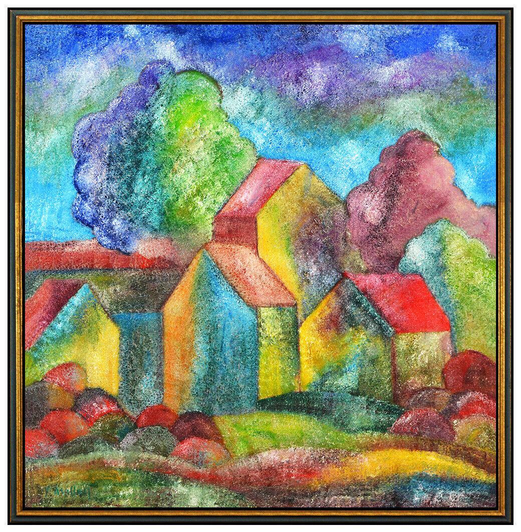 Simon Avissar Original Painting Oil On Canvas Signed Village Landscape Framed (1 of 5)