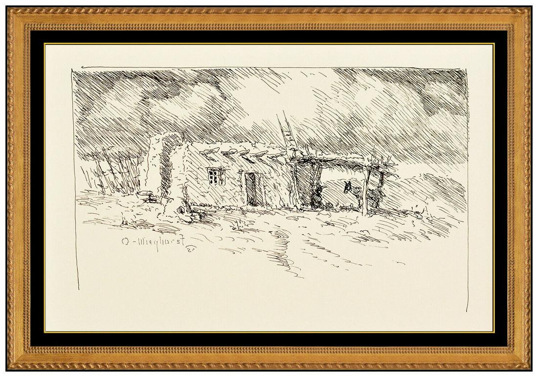 Olaf Wieghorst Original Drawing Western Landscape Illustration Framed Signed Art (1 of 4)