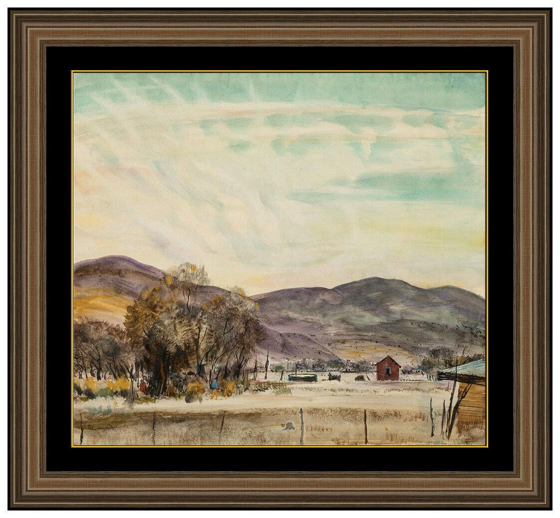 Peter Hurd Original Watercolor Gouache Painting Signed Landscape Watercolor Art (1 of 4)