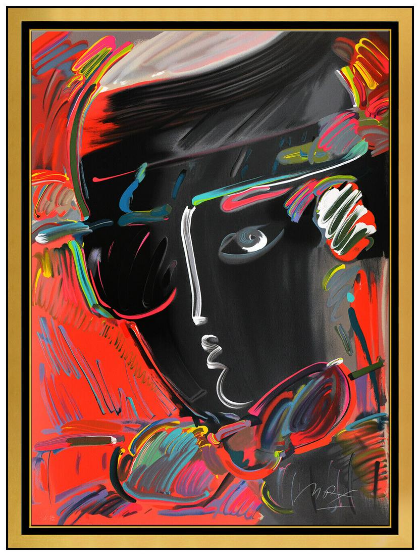 Peter Max Zero Man Large Color Silkscreen Hand Signed Pop Art Framed Portrait: This lot includes:Gallery COA & free domestic shipping (*insurance and international shipping for an additional charge)Artist: Peter MaxTitle: ZeroMedium: SilkscreenSize: 36" x 26"Framed: 44" x 34"Sig