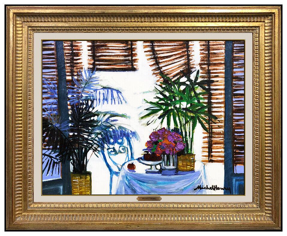 Michel Henry Original Oil Painting On Canvas Signed Still Life Flowers Artwork (1 of 6)