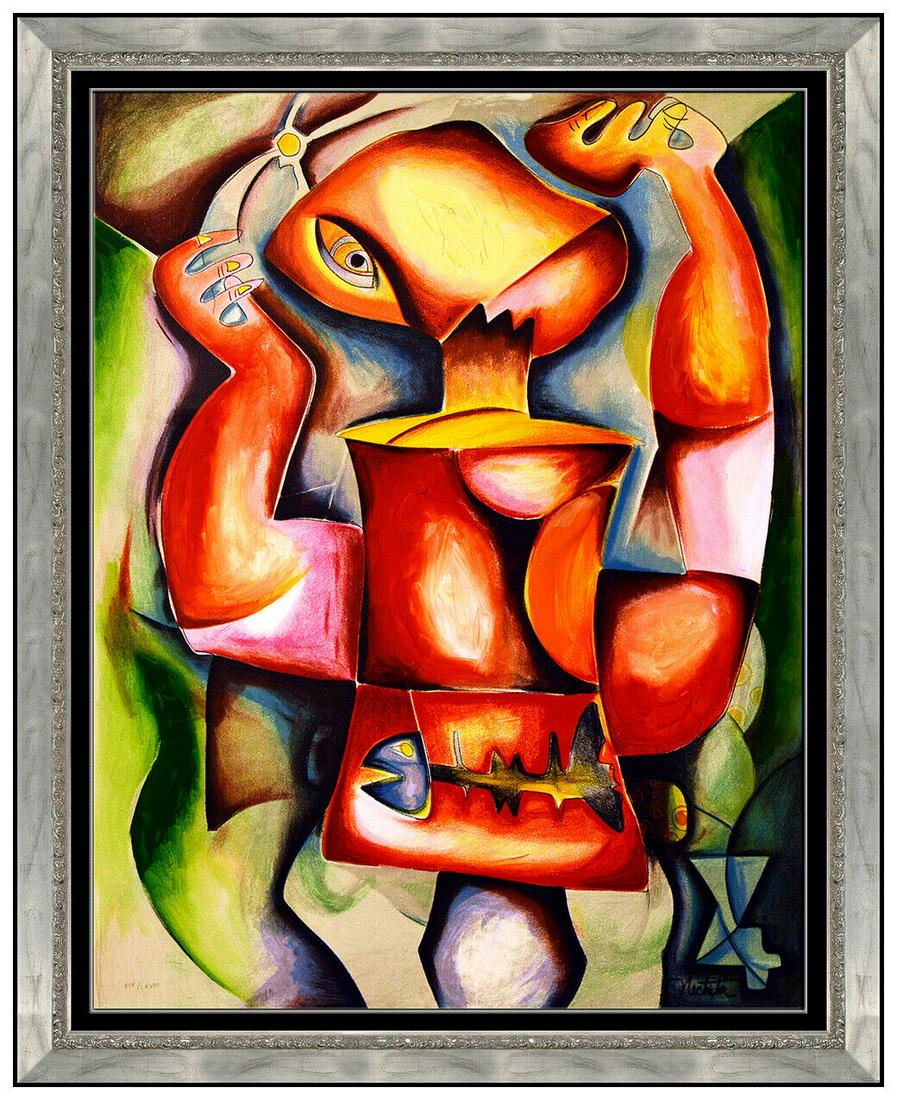 Alexandra Nechita Original Mixed Media Painting Signed Cubism Portrait Artwork (1 of 4)