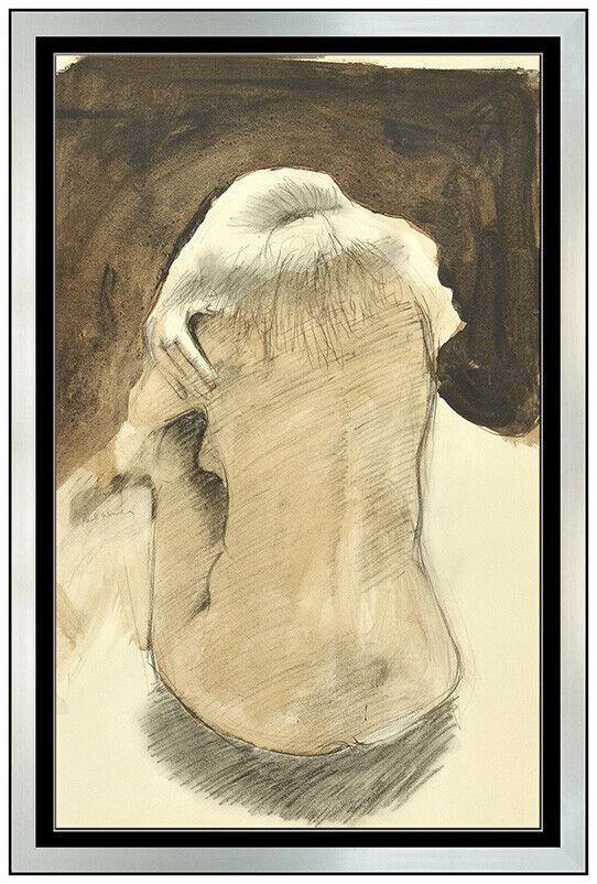 Paul Wonner Original Female Portrait Watercolor Painting Signed Figurative Art (1 of 5)