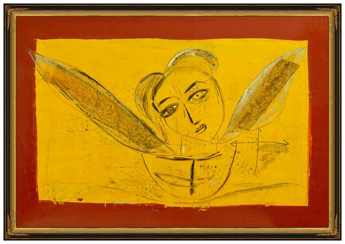 Jamali Original Painting Pigmentation On Cork Large Portrait Abstract Modern Art: This lot includes:Gallery COA & free domestic shipping (*insurance and international shipping for an additional charge)Artist: JamaliTitle: Guardian Angel Medium: Pigmentation On CorkSize: 38" x 56"Fr