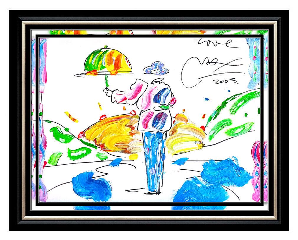 Peter Max Original Umbrella Man Acrylic Painting On Board Signed Pop Art Framed (1 of 4)