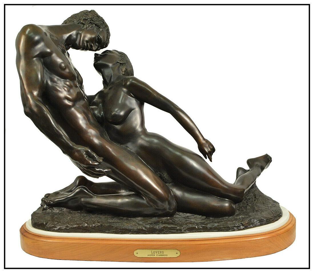 Jasper D'Ambrosi Lover Large Full Round Bronze Sculpture Figurative Signed Art (1 of 6)