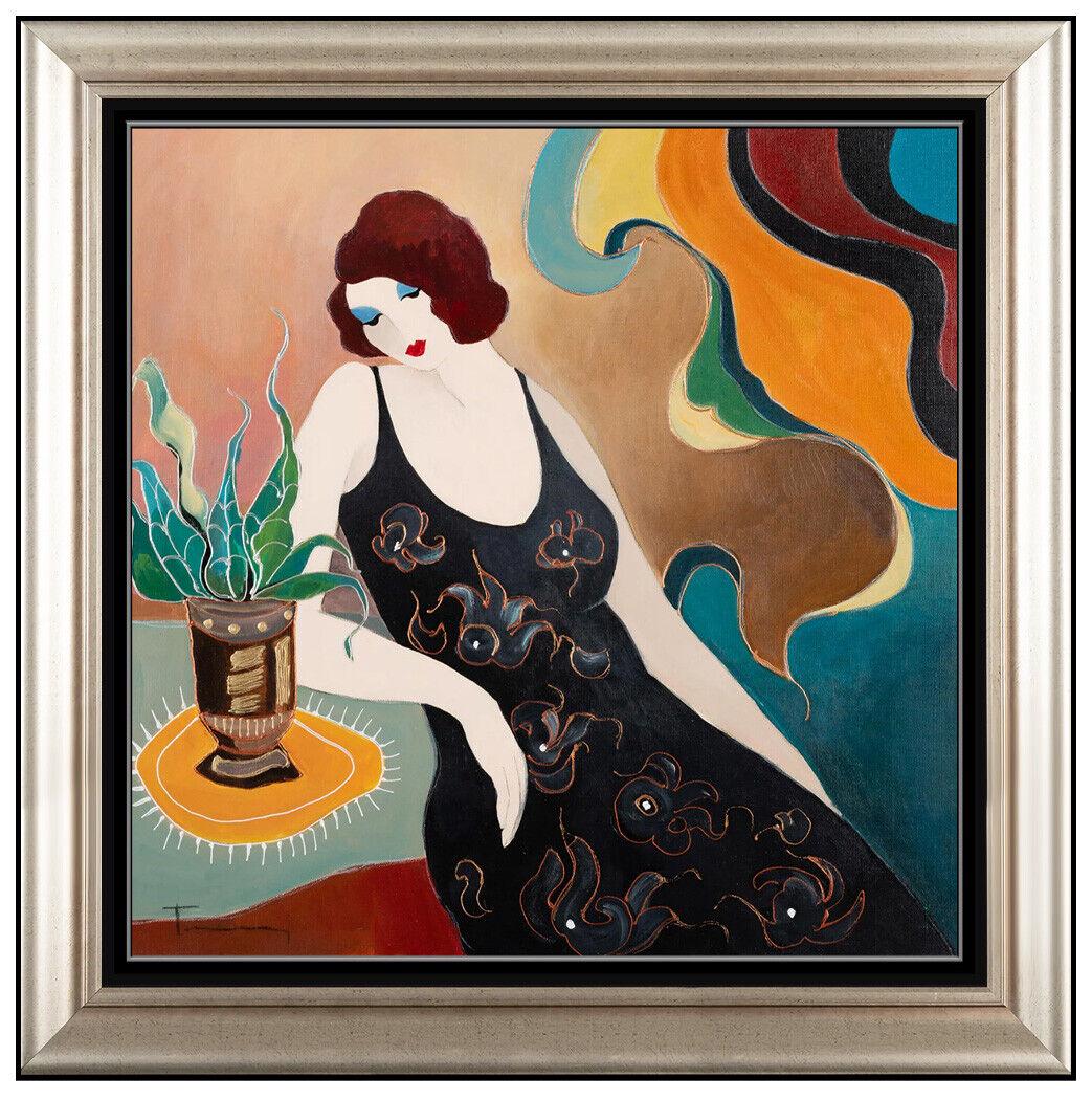 Itzchak TARKAY Entirely ORIGINAL ACRYLIC PAINTING on CANVAS Female Signed Framed (1 of 3)