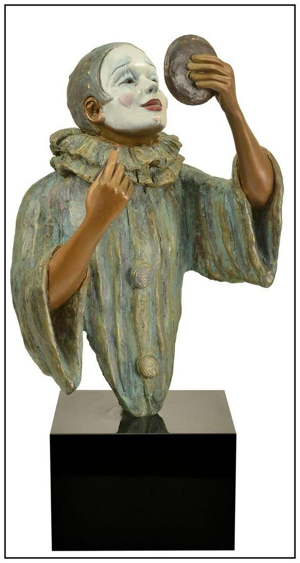Peggy Mach The Mime Original Bronze Sculpture Signed Figurative Full Round Art: This lot includes:Gallery COA & free domestic shipping (*insurance and international shipping for an additional charge)Artist: Peggy Mach Title: The MimeMedium: BronzeSize: 17" x 8"Signed: In BronzeNu