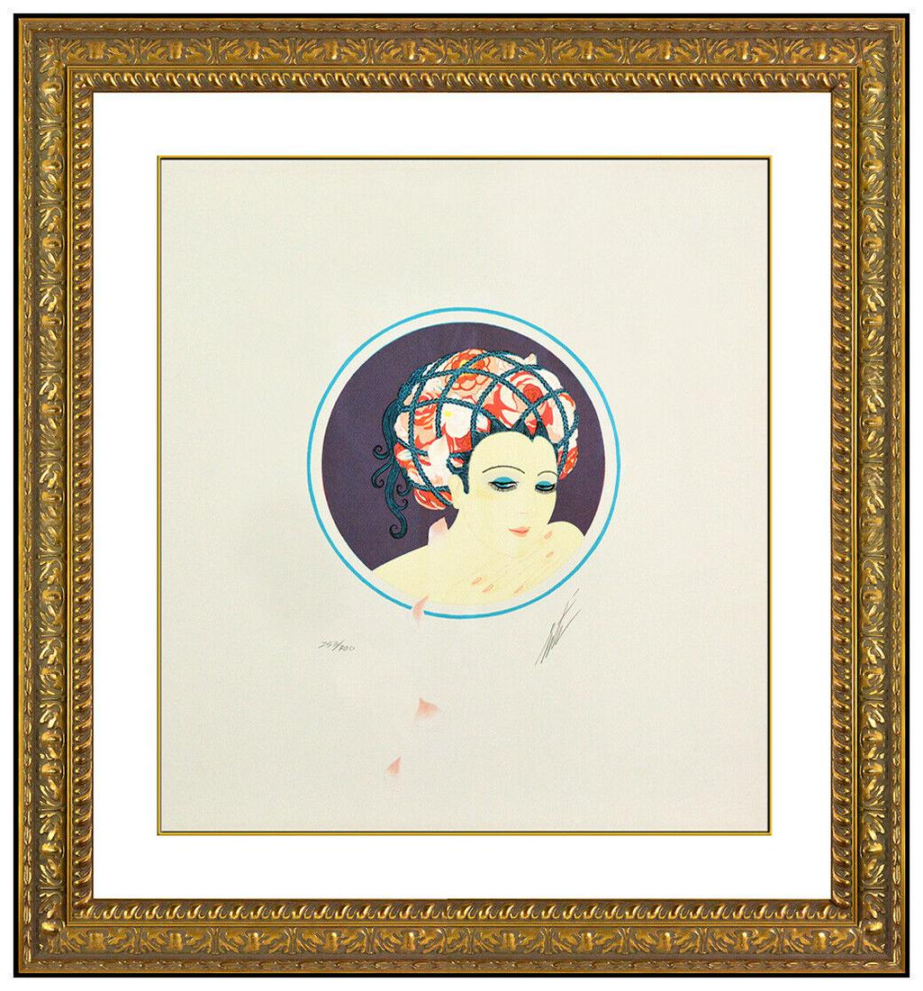 Erte Rose Turban Color Serigraph Hand Signed Deco Art Costume Design Framed Art (1 of 5)
