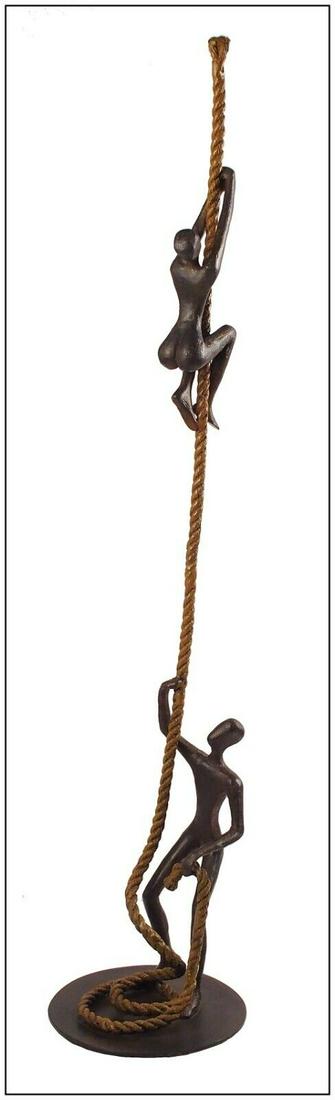 Tolla Inbar Large Bronze Sculpture Aspiration Duo Hand Signed Full Round Rope (1 of 6)
