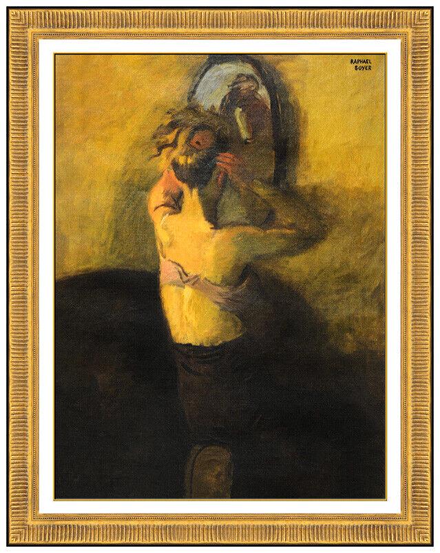 RAPHAEL SOYER Large ORIGINAL OIL PAINTING on CANVAS Female Figurative Signed Art (1 of 5)