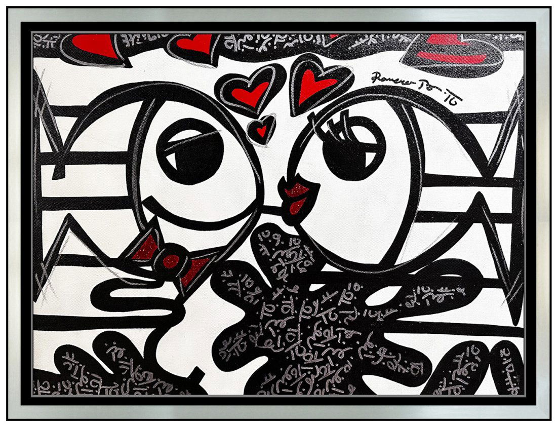 Romero Britto Original Acrylic Painting On Canvas Signed Art (1 of 4)
