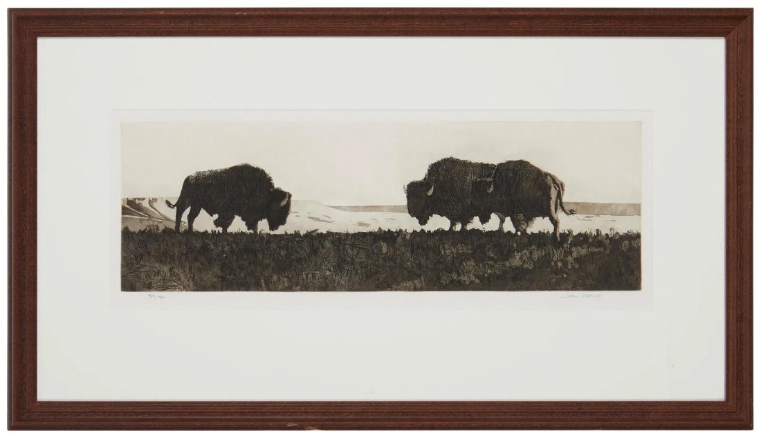 Joel Ostlind Summer Bulls Etching Aquatint Hand Signed Wildlife Art (1 of 4)