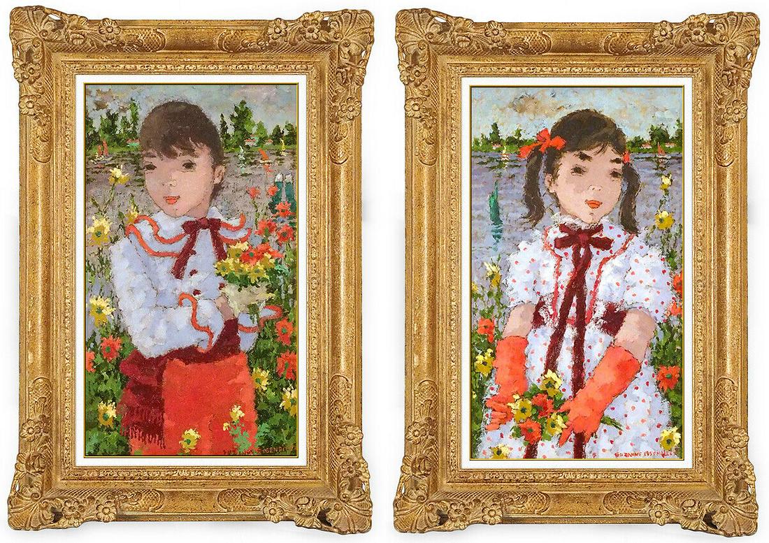 Suzanne Eisendieck 2 Oil Painting On Canvas Children Portrait Signed Frame Art: This lot includes:Gallery COA & free domestic shipping (*insurance and international shipping for an additional charge)Artist: Suzanne EisendieckTitle: Petit Garcon D'HonneurMedium: Oil Painting On Ca