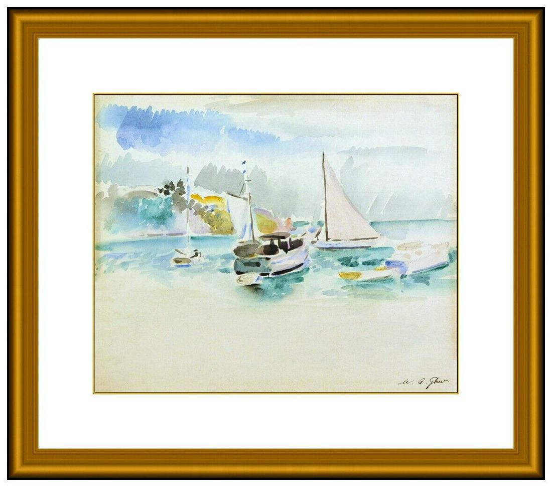 William Alexander Gaw Authentic Original Watercolor Painting Harbor Framed Art: This lot includes: Gallery COA & free domestic shipping (*insurance and international shipping for an additional charge) Artist: William Alexander Gaw Title: Boating in the Harbor Medium: Watercolor S