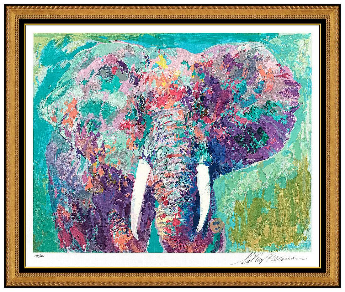 Leroy Neiman Large Color Serigraph Hand Signed Elephant Charging Bull Artwork: This lot includes:Gallery COA & free domestic shipping (*insurance and international shipping for an additional charge)Artist: Leroy Neiman Title: Elephant - Charging BullMedium: SerigraphSize: 29.5 x
